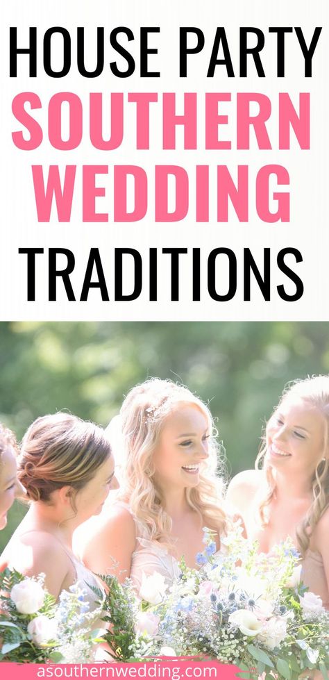 Love Southern wedding traditions? Us too! The House Party tradition is a great way to include more special ladies on your wedding day, without making your bridal party too large.  #southernwedding #southernweddingtraditions #housepartytradition #southernhouseparty #southernweddingparty Traditions Aesthetic, Southern Wedding Invitations, Southern Wedding Traditions, House Party Outfit, Southern Traditions, Cake Pulls, Unique Decor Ideas, Wedding Questions, Bridesmaid Dress Inspiration