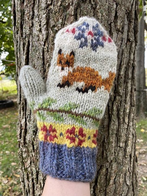 Fox Socks Knitting Pattern, Mittens Knitting Pattern, Mittens Knitting, Knitted Mittens Pattern, Knitted Mittens, Woodland Fox, Aran Weight Yarn, Mittens Pattern, Knitted Wit