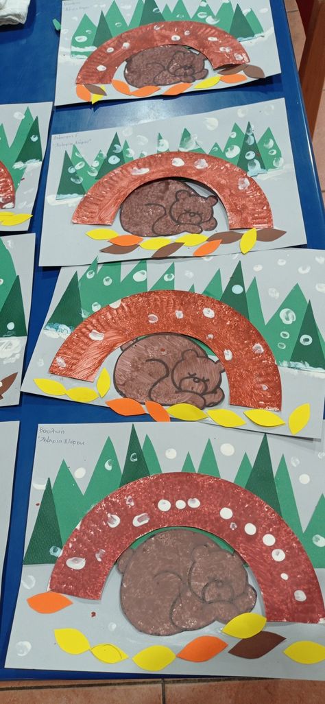 Animals That Hibernate Crafts, Animals In Winter Art, Winter Tree Craft Preschool, Hibernation Science Experiment, Hibernating Animals Crafts For Toddlers, Bear Hibernation Craft Preschool, Hibernation Art For Toddlers, Preschool Winter Animals Crafts, Hibernating Animals Preschool Crafts