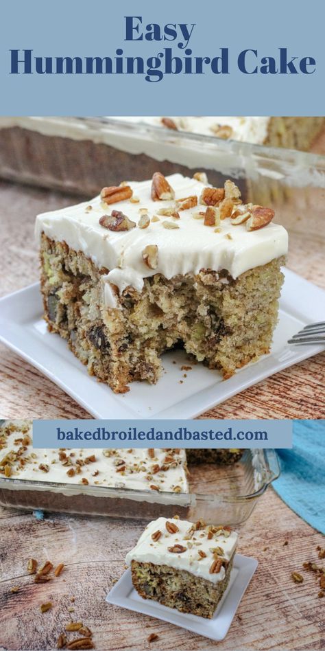 Easy Hummingbird Cake - Baked Broiled and Basted Banana Pineapple Coconut Bread Hummingbird Cake, Hummingbird Cake In 9x13 Pan, Ambrosia Cake Recipe, Cake Mix Hummingbird Cake Recipe, Humming Bird Cake Recipe Southern Living, Humming Bird Cake Box Cake, Humming Bird Cake Design, Hummingbird Sheet Cake Recipe, Hummingbird Cake Recipe Best