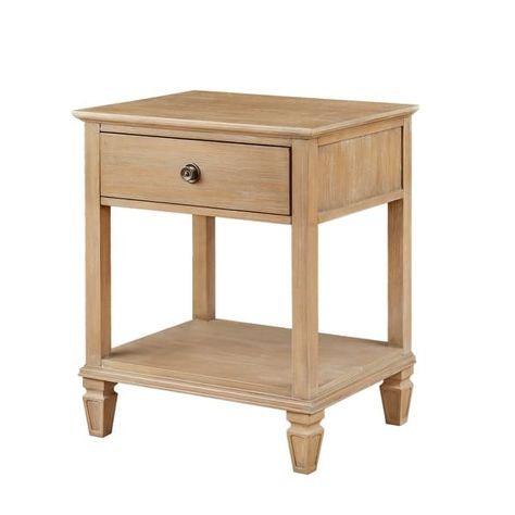 Madison Park Signature Victoria Light Natural Bedside Table - On Sale - Bed Bath & Beyond - 25625993 Vintage Nightstand, Wood Bedside Table, Прикроватные Тумбочки, 4 Drawer Dresser, Double Dresser, Madison Park, Wood Nightstand, Low Shelves, Metal Drawers