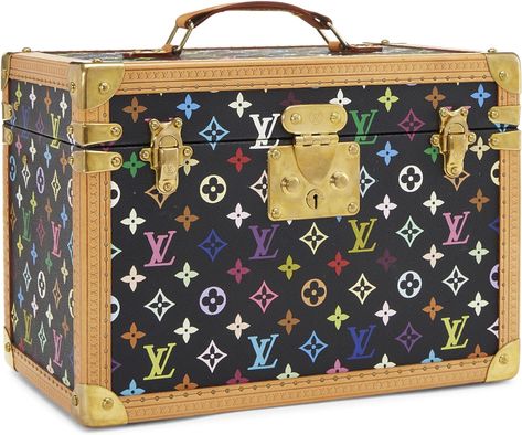 Louis Vuitton, Pre-Loved Takashi Murakami x Louis Vuitton Black Monogram Multicolore Canvas Boite Pharmacie, Black Louis Vuitton Luggage, Louis Vuitton Limited Edition, Mini Box, Louis Vuitton Black, Takashi Murakami, Black Clothing, Luxury Store, Leather Trims, Shoes Jewelry