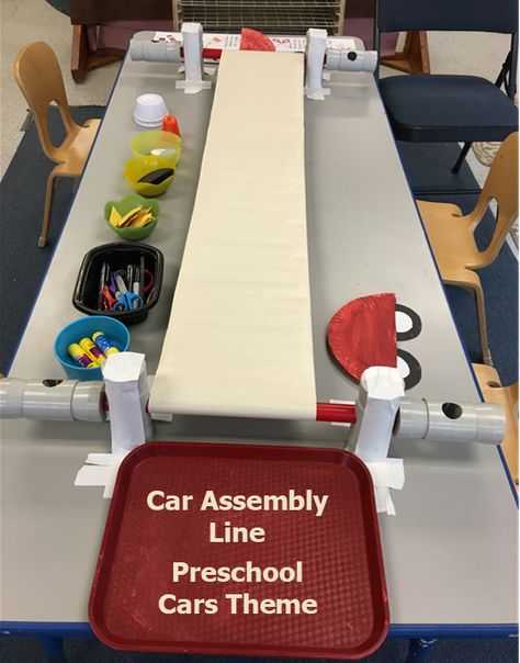 Conveyor Belt Assembly Line – Inventors of Tomorrow Industrial Classroom, Preschool Engineering, Tinker Toys, Kindergarten Classroom Decor, Steam Projects, About Cars, Conveyor Belt, Different Ideas, Engineering Projects