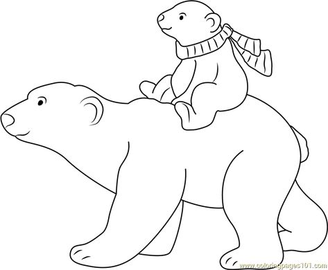 Little Polar Bear with his Mom going for Ride Coloring Page Polar Bear Coloring Sheet, Polar Bear Coloring Pages Free Printable, Polar Bear Template Free Printable, Polar Bear Drawing Easy, Bear Coloring Pages Free Printable, Polar Bear Printable, Polar Bear Coloring Pages, Polar Bear Outline, Bears Coloring Pages