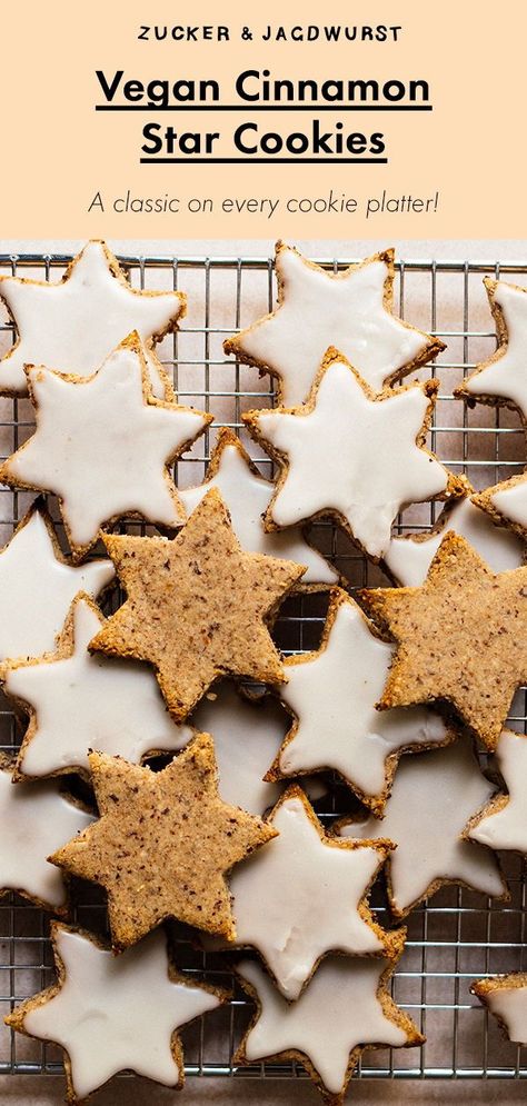 These vegan cinnamon star cookies are a must have on every cookie plate. They are quick and easy to make, don't require eggs or milk and will sweeten up your Christmas time. Christmas Cookies Vegan, Cinnamon Stars Cookies, Star Shaped Christmas Cookies, Vegan German Christmas Cookies, Star Gingerbread Cookies, Chocolate Star Cookies Christmas, Soft Vegan Gingerbread Cookies, Star Shaped Cookies, Vegan Christmas Cookies