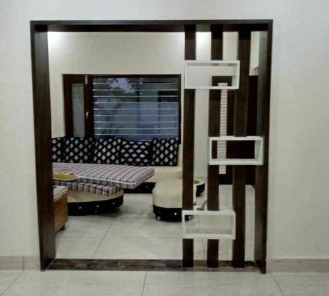 Lobi Design, Room With Partition, Modern Room Divider Ideas, Living Room Partition Wall Design, Partition Wall Design, Modern Partition Walls, Designs For Living Room, Room Separator, Room Partition Wall