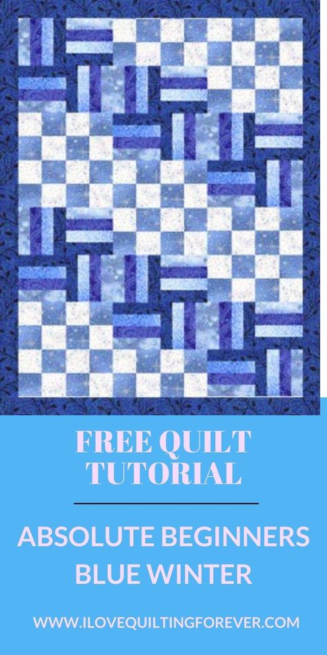 A quilt pattern for beginners, here is Absolute Beginners Blue Winter Quilt. Click the link to see the FREE Quilt tutorial. Blue Quilt Patterns Free, Free Quilt Patterns Printables, Winter Quilts Patterns, Blue Quilt Patterns, Free Quilt Tutorials, Winter Quilt, Sea Quilt, Beginner Quilt, Blue Quilt