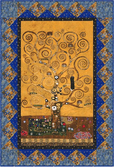 Klimt Quilt, Tree Of Life Quilt, Klimt Tree Of Life, Quilt Fabric Collections, Quilt Stores, Robert Kaufman Fabrics, Panel Quilts, Gold Fabric, Robert Kaufman