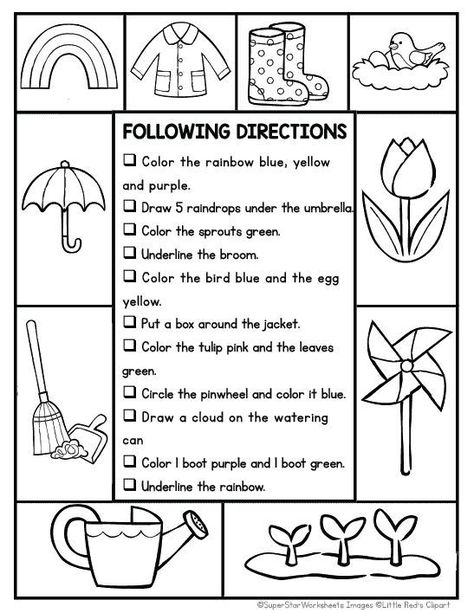 English Colouring Worksheet, Read And Colour Worksheet, Class Kg 2english Worksheets, English Worksheet Ukg Today, Follow Directions Worksheet, Listening Skills Worksheets, Weather Esl Worksheet, Dot Drawing, Ingles Kids