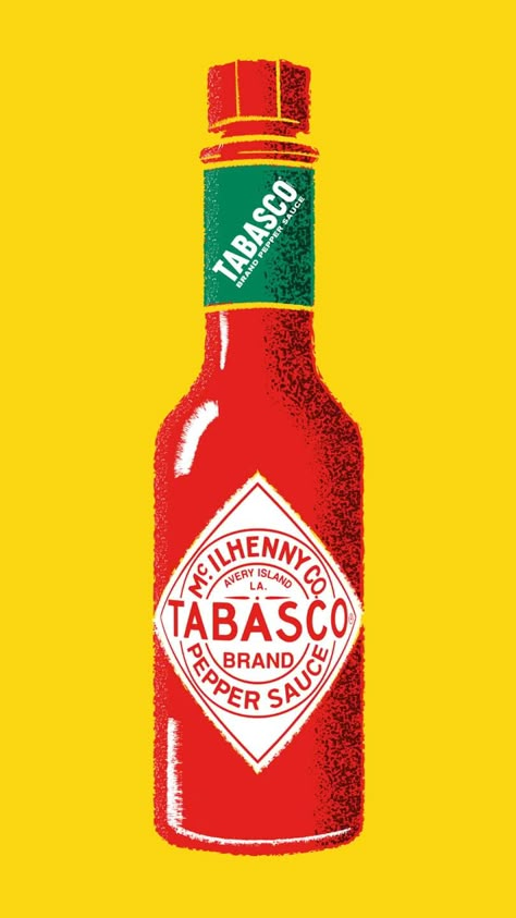 Hot Sauce Graphic Design, Hot Sauce Illustration, Sauce Graphic Design, Tabasco Ads, Hot Sauce Poster, Hot Sauce Design, Hot Chip, Bottle Drawing, Tabasco Sauce