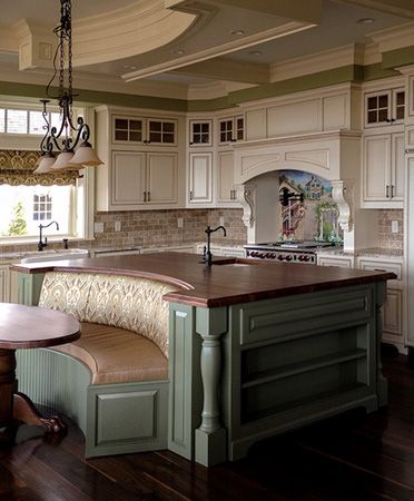 Kitchen Island T Shaped With Seating, Unique Kitchen Island Ideas Farmhouse, Awesome Kitchen Ideas, Large Curved Kitchen Island, Kitchen Island Curved With Seating, Unusual Shaped Kitchen Islands, Unusual Kitchen Island Shapes, Kitchen Island Ideas Curved, Unique Kitchen Islands