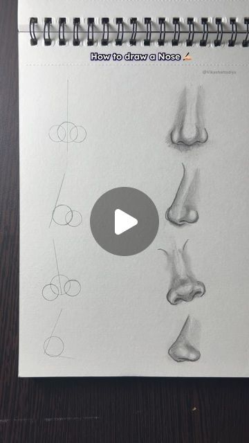 How To Draw A Realistic Nose Step By Step, Noses How To Draw, How To A Nose, Drawing Noses Tutorial, Painting Noses Step By Step, Drawing A Nose Step By Step, Nose Sketch Easy, Pencil Portrait Drawing Step By Step, Realistic Nose Drawing Step By Step