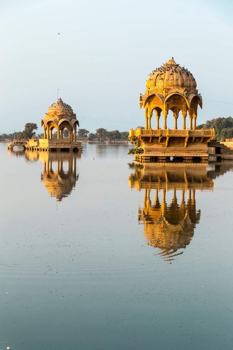 Gadisar Lake Jaisalmer Photography, Gadisar Lake Jaisalmer, Rajasthan Jaisalmer, Gadisar Lake, Process Book, Lake Lighthouse, Jaisalmer, Water Colors, Rajasthan India