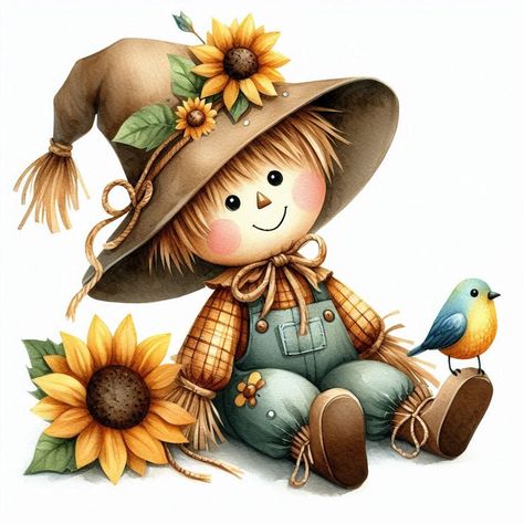 Scarecrow Pictures, Weather Background, Cute Fall Pictures, Scarecrow Drawing, Happy Birthday Clipart, Flowers Happy Birthday, Aesthetic Clipart, St Patricks Day Pictures, Black And White Clipart