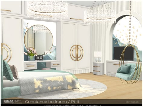 The Sims Resource - Constance bedroom Pt.II Sims 4 Cc Walls Wallpapers, Sims 4 Fancy Bedroom, The Sims 4 Cc Resource Bedroom, The Sims Resource Sims 4 Furniture Bedroom, Sims 4cc Bedroom, Sims 4 Cc Aesthetic Decor, Sims 4 Cc Luxury Bedroom, Modern Bedroom Sims 4, Sims 4 Modern Bedroom Cc