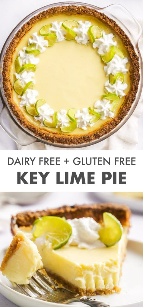 the best healthy key lime pie! This is a dairy free key lime pie that tastes just like classic key lime pie! Sweet and tart with a buttery crust. Gluten Free Dairy Free Key Lime Pie, Dairy Free Key Lime Pie Recipe, Paleo Key Lime Pie, Dairy Free Key Lime Pie, Gluten Free Key Lime, Gluten Free Key Lime Pie, Healthy Key Lime, Healthy Key Lime Pie, Vegan Key Lime Pie