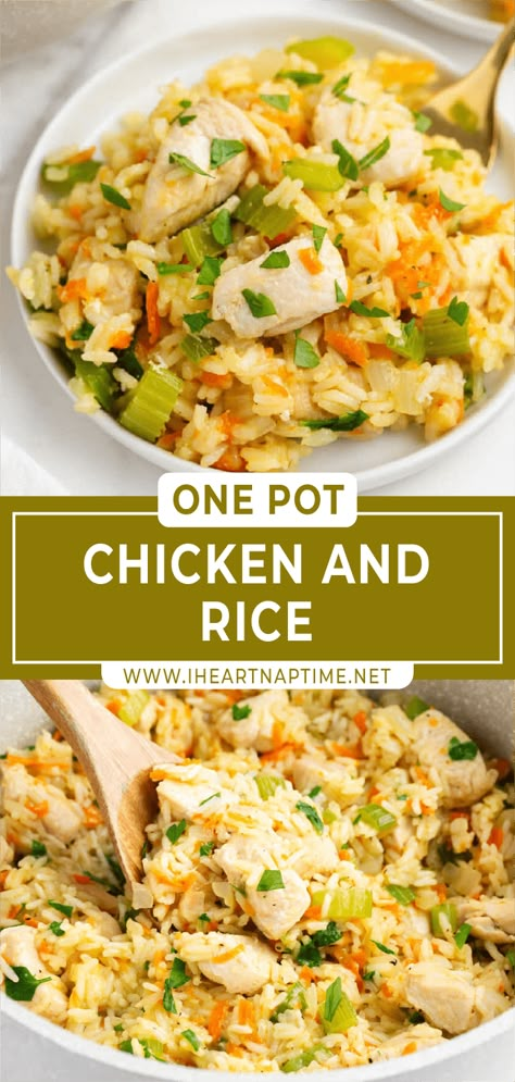 One Pot Chicken And Rice Meals, White Rice And Chicken Recipes Healthy, One Pot Chicken And Rice Healthy, Chicken With Rice Recipes Healthy, Heart Healthy Chicken And Rice, Gerd Rice Recipes, Chicken Snd Rice Recipe, Chicken And White Rice Recipes Easy, Chicken Rice Skillet Recipes