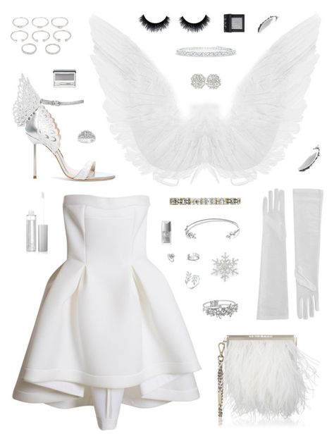 "Snow Angel Halloween Costume" by belenloperfido ❤ liked on Polyvore featuring Jimmy Choo, Parlor, Sophia Webster, Forever 21, GUESS, Matthew Williamson, R.J. Graziano, Kobelli, Ryan Storer and Christian Dior White Fairy Halloween Costume, Snow Angel Outfit, Polyvore Halloween Costumes, Engel Halloween Costumes, White Angel Outfit Halloween, Snow Angel Costume, Angel Halloween Costumes Aesthetic, White Angel Costume Halloween, Angel Outfit Costume