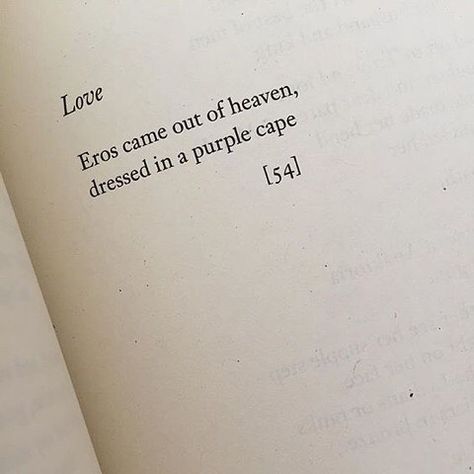 Imagining love: "Eros came out of heaven, dressed in a purple cape," an enchanting, even if fragmented, interpretation from poetess Sappho. See our “Symbols of Love” Highlight above for a primer on her work and writings. Image via The Complete Poems of Sappho, ed. Willis Barnstone, 2009. #ceremonyis Purple Cape, Eros And Psyche, Aphrodite Aesthetic, Greek Mythology Gods, Greek Gods And Goddesses, Cream Aesthetic, Lore Olympus, Goddess Of Love, Greek Myths