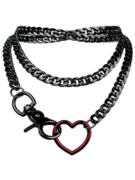 PRICES MAY VARY. 【Design Features】: Experience our double-layer heart O-ring slip chain. The flat chain design, which ensures smoothness, along with carefully selected chain colors and heart ring accessories, makes it perfect for everyday wear, showcasing a unique style. 【Material】: This slip chain necklace made from high-quality zinc alloy and electroplating process, the overall finish is smooth and shiny. Each product is 100% handmade, ensuring high quality and durability. 【Multiple Wearing St Chunky Chain Earrings, Ribcage Jewelry, Slip Chain Necklace, Imp Oc, Slip Chain, Slow Damage, Alt Jewelry, Chain Necklace Women, Heart Chain Necklace