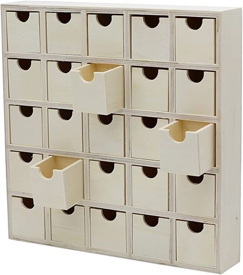 Amazon.com: Creative Hobbies 25 Drawer Wooden Advent Calendar, DIY Unfinished Storage Box, Ready to Decorate, Pre Assembled, Storage Organizer: Arts, Crafts & Sewing Advent Calendar Diy, Make An Advent Calendar, Advent Calendar Boxes, Advent Box, Wooden Advent Calendar, Wholesale Crafts, Advent Calenders, Wood Storage Box, Diy Calendar