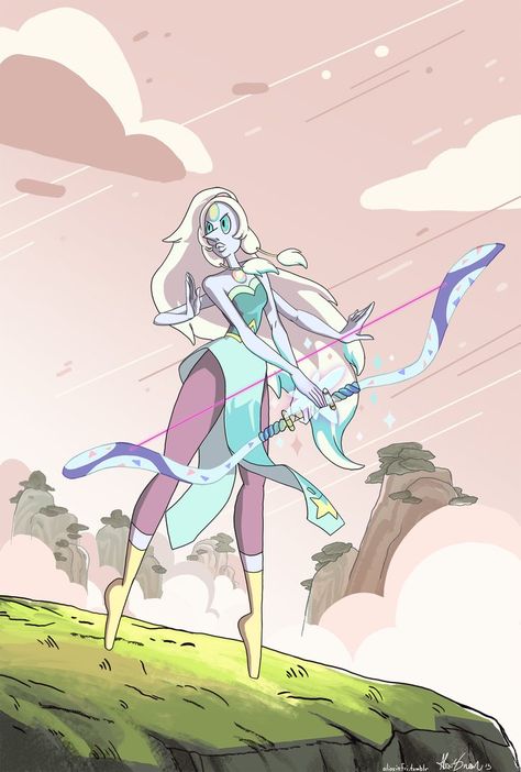 Steven Universe- Opal by Alioxinfri Opal Steven Universe Fanart, Steven Universe Opal, Opal Steven Universe, Perla Steven Universe, Steven Universe Fusion, Amethyst Steven Universe, Crystal Gems Steven Universe, Steven Universe Oc, Steven Universe Wallpaper