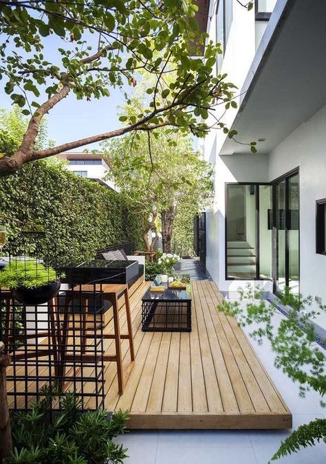 Small Backyard Garden Design, Modern Patio Design, Wooden Deck, Small Backyard Gardens, Modern Backyard, Have Inspiration, Landscape Plans, Modern Patio, Backyard Garden Design