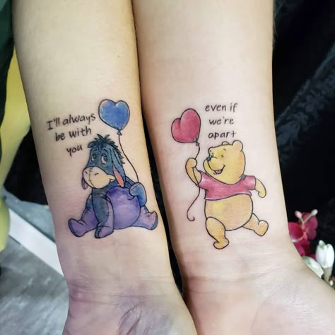 Dollhouse Tattoo, Small Catholic Tattoos, Aunt Tattoo, Mum And Daughter Tattoo, Eeyore Tattoo, Niece Tattoo, Mommy Daughter Tattoos, Winnie The Pooh Tattoos, Cute Best Friend Tattoos