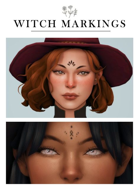 WITCH MARKINGS | Ziearel on Patreon Witch Markings, Sims 4 Tattoos, Sims 4 Cas Mods, The Sims 4 Skin, Pelo Sims, The Sims 4 Packs, Sims 4 Mm Cc, Sims 4 Game Mods, Sims 4 Cc Makeup