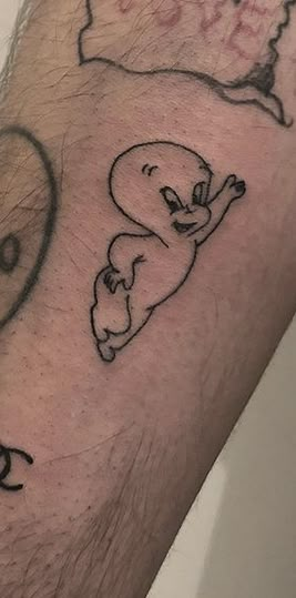 Casper Tattoo Casper Tattoo Ideas, Casper The Ghost Tattoo, Casper Tattoo Design, Casper The Friendly Ghost Tattoo, Cartoon Ghost Tattoo, Ghostmane Tattoo, Casper Tattoo, Quad Tattoo, Stick N Poke Ideas