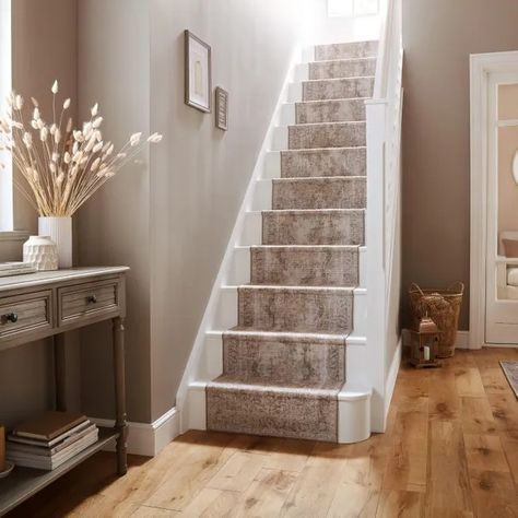 Stairs And Landing Ideas, Stair Runner Installation, Landing Ideas, Hallway Designs, Home Bar Designs, Wooden Stairs, Child Friendly, Stair Runner, Under Stairs