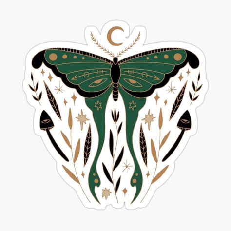 Get my art printed on awesome products. Support me at Redbubble #RBandME: https://www.redbubble.com/i/sticker/Chinese-moon-moth-colourful-tattoo-design-by-Citybubbleds/160161591.EJUG5?asc=u Lunar Moth Back Tattoo, Lunar Moth Chest Tattoo, Moth With Moon Tattoo, Chinese Moon Moth Tattoo, Spanish Moon Moth Tattoo, Luna Moth Tattoo, Moon Moth, Moth Tattoo, Sun Tattoo