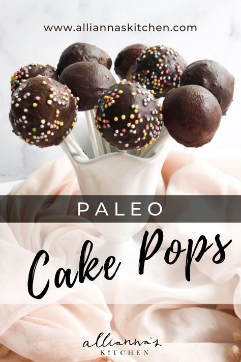 Healthier Cake Pops, Gluten Free Dairy Free Cake Pops, Almond Flour Cake Pops, Paleo Air Fryer Dessert, Dairy Free Cake Pops, Paleo Cake Pops, Cake Pops Recipe From Scratch, Healthy Cake Pops, Gluten Free Cake Pops