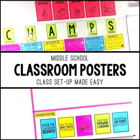 20 middle school routines and procedures to keep your students on the right track and out of trouble.  Set your classroom up for success! Champs Middle School, Champs Classroom Management, Highschool Teacher, Group Roles, Routines And Procedures, Middle School Classroom Decor, Summer Prep, Geometry High School, Stem Classroom