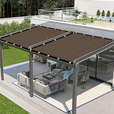 Patio Covers Attached To House, Permeable Patio, Pool Playground, Pergola Cover, Parking Structure, Mobile Home Exteriors, Shade Ideas, Backyard Shade, Shade Design