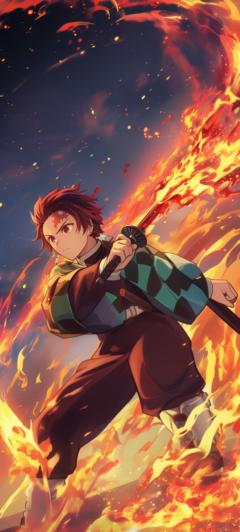 Tanjiro Kamado Wallpapers, Demon Slayer Wallpapers, Kamado Tanjirou, Kamado Tanjiro, Anime Wallpaper Phone, Manga Illustration, Animated Movies, Phone Backgrounds, Lock Screen Wallpaper