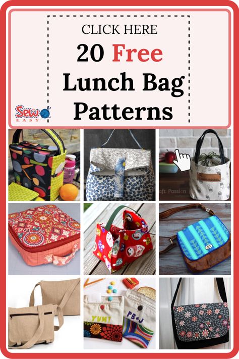 Lunch Bag Sewing Patterns Free, Lunch Box Bag Pattern, Easy Lunch Bags To Sew, How To Make A Lunch Bag, Lunch Box Pattern Free, Diy Lunch Bag Pattern Free, Lunch Bag Sewing Pattern Free, Lunch Bag Pattern Free, Lunch Bag Diy