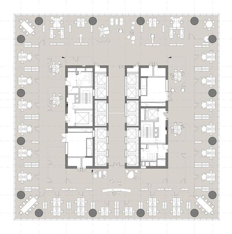 Lobby Plan, Office Layout Plan, Architecture Design Presentation, Office Floor Plan, Hospital Architecture, Core Design, Office Plan, Factory Building, Technical Drawings