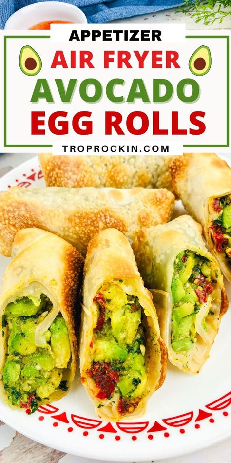 Chicken Avocado Egg Rolls Air Fryer, Vegetarian Egg Rolls Air Fryer, Vegan Avocado Egg Rolls, Avocado Egg Rolls Air Fryer, Avocado Spring Rolls Air Fryer, Air Fryer Vegetable Egg Rolls Recipe, Ground Beef Egg Rolls Air Fryer, Air Fryer Fried Avacados, Air Fryer Avacodos