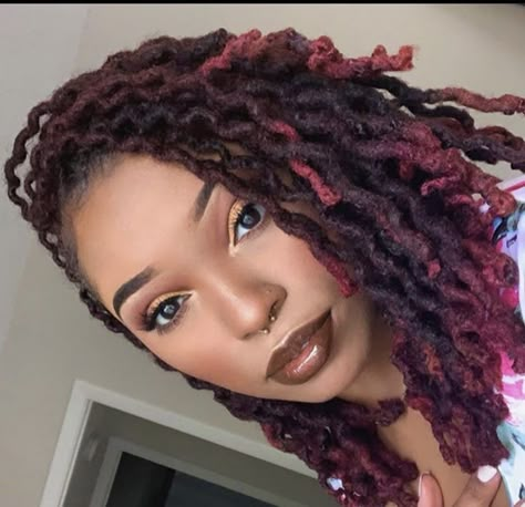 Burgundy Dreadlocks Black Women, Hair Color For Dreads Locs, Black And Burgundy Locs, Plum Locs Black Women, Maroon Locs Black Women, Locs Hair Color Ideas For Black Women, Burgandy Locs On Black Women, Loc Color Ideas Black Women Ombre, Dark Burgundy Locs