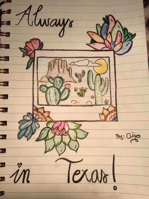 Texas draws on We Heart It Texas Drawing Ideas, Texas Doodles, Inspired Drawings, Western Journal, Ink Markers, Alcohol Ink Markers, Bujo Ideas, Journal Themes, Mood Songs