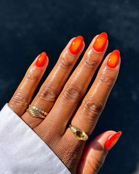 10 Nail Trends That Will Be Huge in 2024 Red And Yellow Nails, Bad Nails, Gel French Manicure, Orange Nail Designs, Velvet Nails, Tropical Nails, November Nails, Nail Color Trends, Baddie Nails