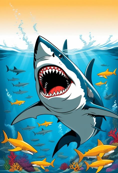 Animated Shark, Shark Illustration, Shark Tattoo, Shark Art, Shark Tattoos, Shark Fin, Phish, Live Wallpapers, Sharks