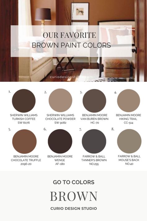 Curious about the brown color trend? Learn more about how these warm and inviting colors can enhance your space and how our virtual paint plans can ease your selection process. Best Brown Interior Paint Colors, Brown Interior Paint Colors, Cozy Brown Paint Colors, Brown Color Palette Living Room, Perfect Brown Paint Color, Farrow And Ball Brown Paint Colors, Chocolate Brown Paint Color, Rich Brown Paint Colors, Earthy Brown Paint Color