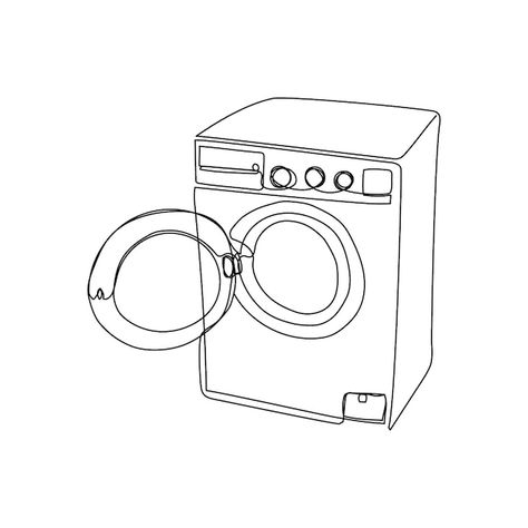 Laundry Machine Drawing, Washing Machine Doodle, Laundry Room Illustration, Washing Machine Tattoo, Laundry Basket Drawing, Washing Line Drawing, Laundry Tattoo, Laundry Room Drawing, Washing Machine Drawing