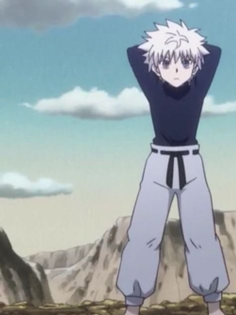 Killua Full Body Pic, Killua Outfit Hxh, Killua Turtleneck, Killua Zoldyck Outfits, Killua Chimera Ant Arc Outfit, Killua Clothes, Killua Costume, Killua Fashion, Killua Outfits