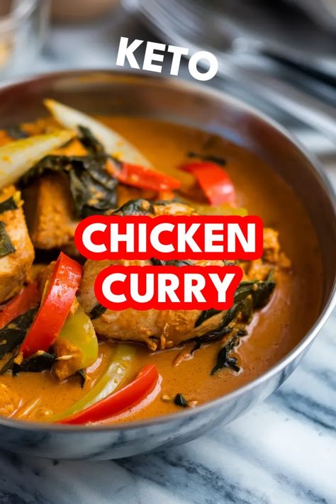 A photo of a  Keto Chicken Curry a Keto chicken recipes Keto Chicken Curry Recipes, Keto Chicken Recipes, Cooking In The Kitchen, Keto Cooking, Keto Meal Prep, Curry Chicken Recipes, Keto Recipe, One Pan Meals, Keto Chicken