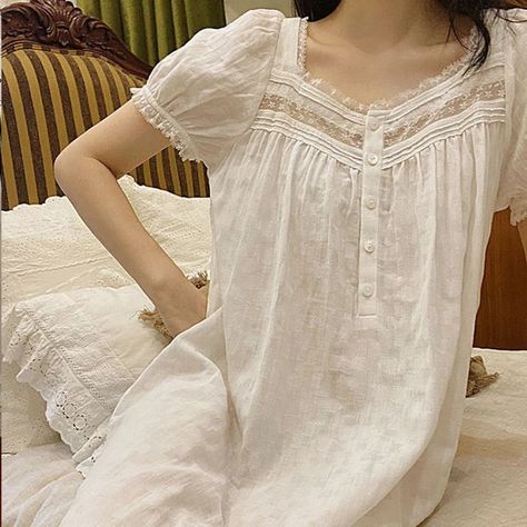 Victorian Night Dress, Edwardian Nightgown, Princess Sleepwear, English Winter, Cotton Night Dress, Victorian Nightgown, White Nightgown, Princess Fashion, Cotton Nightgown