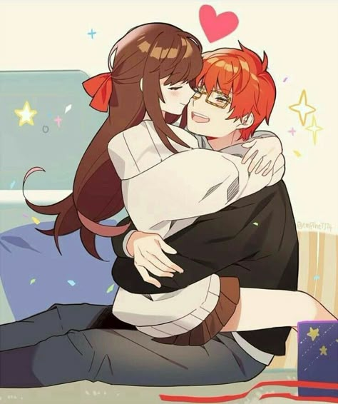 Kyo Manga, Seven Mystic Messenger, Mystic Messenger Comic, Mystic Messenger Fanart, Mystic Messenger 707, Image Couple, Manga Couple, Romantic Anime Couples, Cute Couple Art