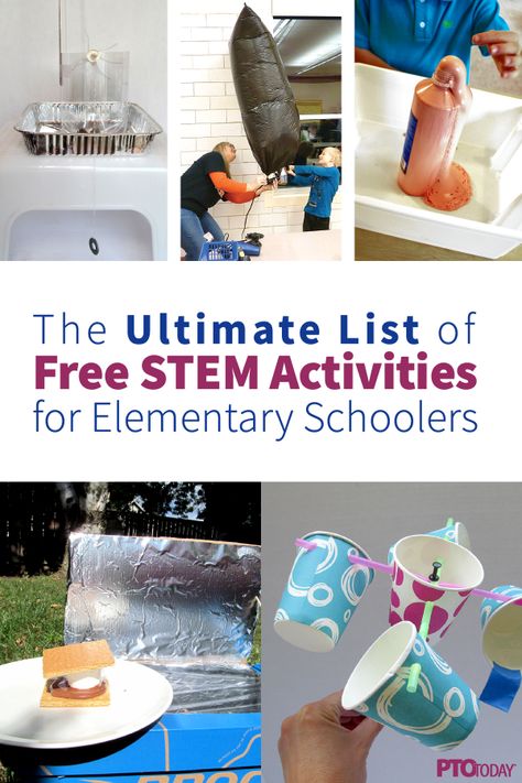 20 free, easy, budget-friendly STEM activities for elementary school kids that use every day, household items. Engineering Elementary School, School Steam Night, Steam Night Activities Elementary, Science Night Activities Elementary, Stem Night Activities Elementary, Stem Printables, Stem Projects Elementary, Steam Night, Toddler Science